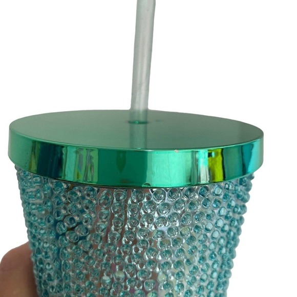 Starbucks Mint Teal Studded 16oz Cold Tumbler W/Straw Grande 2014 - Picture 8 of 9